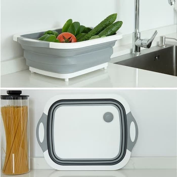 [GRAY.STOR178] MURAH!! Talenan Lipat 3 In 1 Multifungsi Talenan Portable Baskom Cuci Sayur Buah .EBS