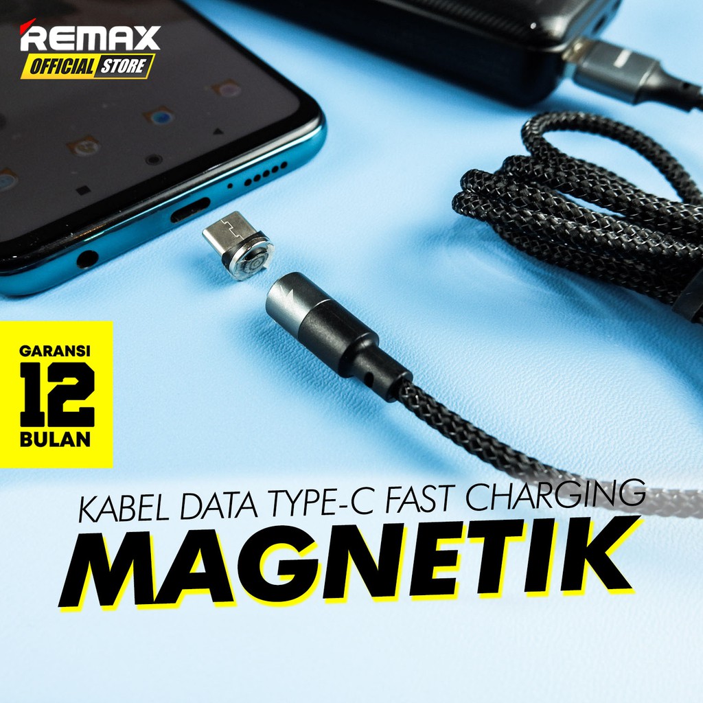 Remax Zigie Series RC-102A Magnet Connection Data Cable Type-C Original Garansi / Kabel Charger