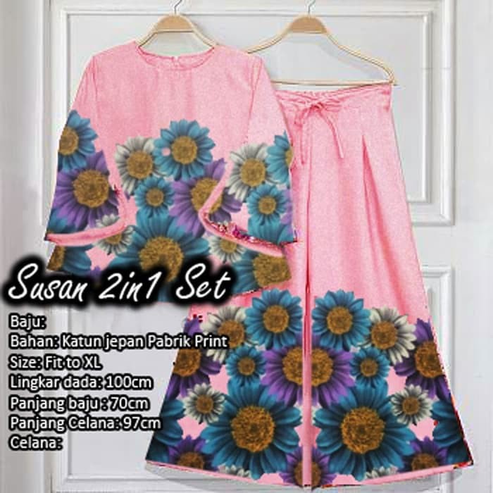 terlaris TFSX SETELAN SUSAN 2IN1 KULOT /ST WANITA/STELAN - PINK pesta kantor kuliah kondangan