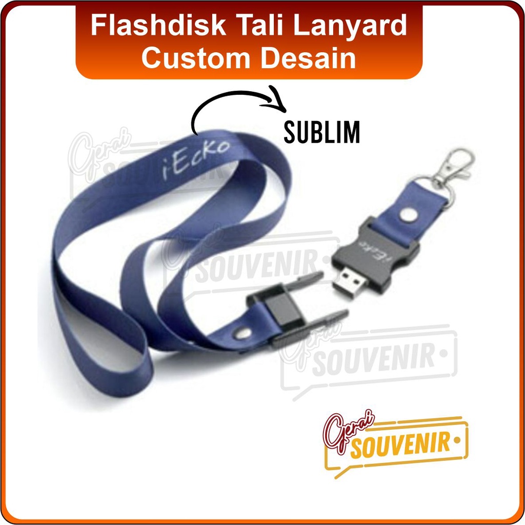 Flashdisk Tali lanyard custom gratis desain usb sablon flash disk id card flash drive name tag murah