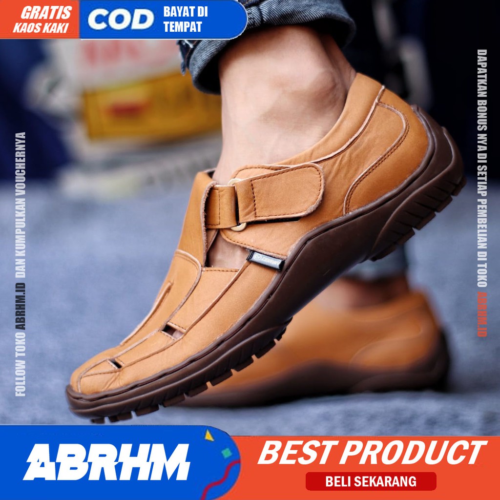 ABRHM x DRAKEN Sepatu Slip On Pria Sepatu Casual Pria Sepatu Pria Original Kulit Asli Kerja Lapangan Sepatu Kasual Cowok / Cowo Original Santai Gaya Keren Kekinian