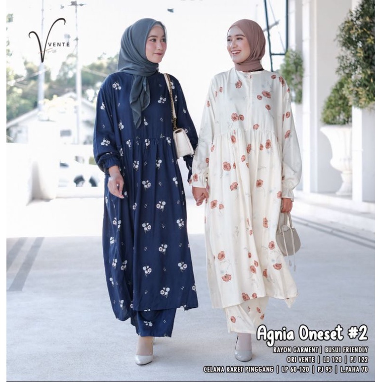 AGNIA ONE SET #2 // BAJU WANITA DEWASA // SETELAN WANITA // JUMBO // RAYON GARMENT PREMIUM LD 120 ORI VENTE BERLABEL