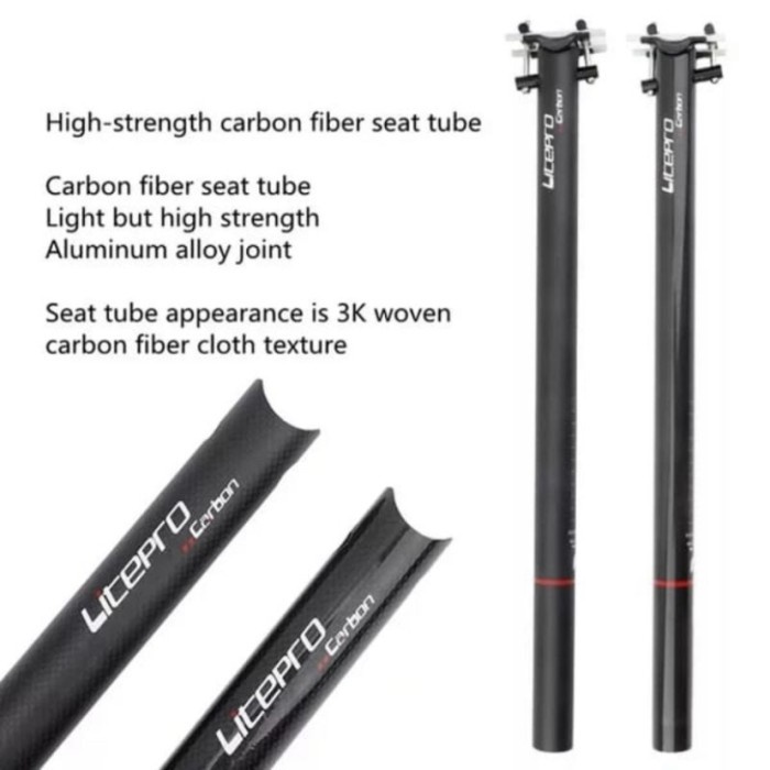 Seatpost Karbon Litepro 33,9x580mm original sepeda lipat folding bike