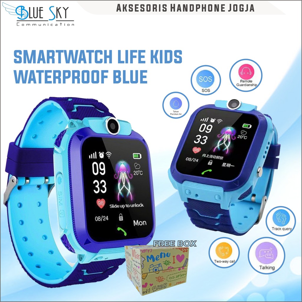 JAM TANGAN PINTAR SMARTWATCH KIDS LED TOUCHSCREEN BLUE SIM CARD