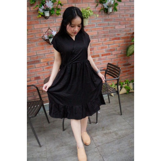 Daster Kimono Ruffle Tali Samping Homedress Polos Viral Kekinian