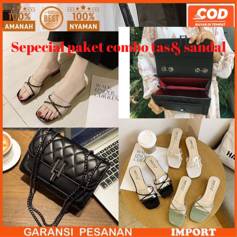 [[ free dus box]] paket tas&amp; sendal terbaru 2022 model kekinian murah