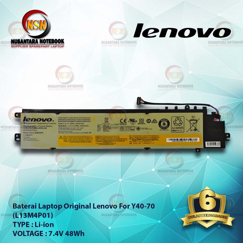 Baterai Laptop Original Lenovo Y40-70/ L13M4P01