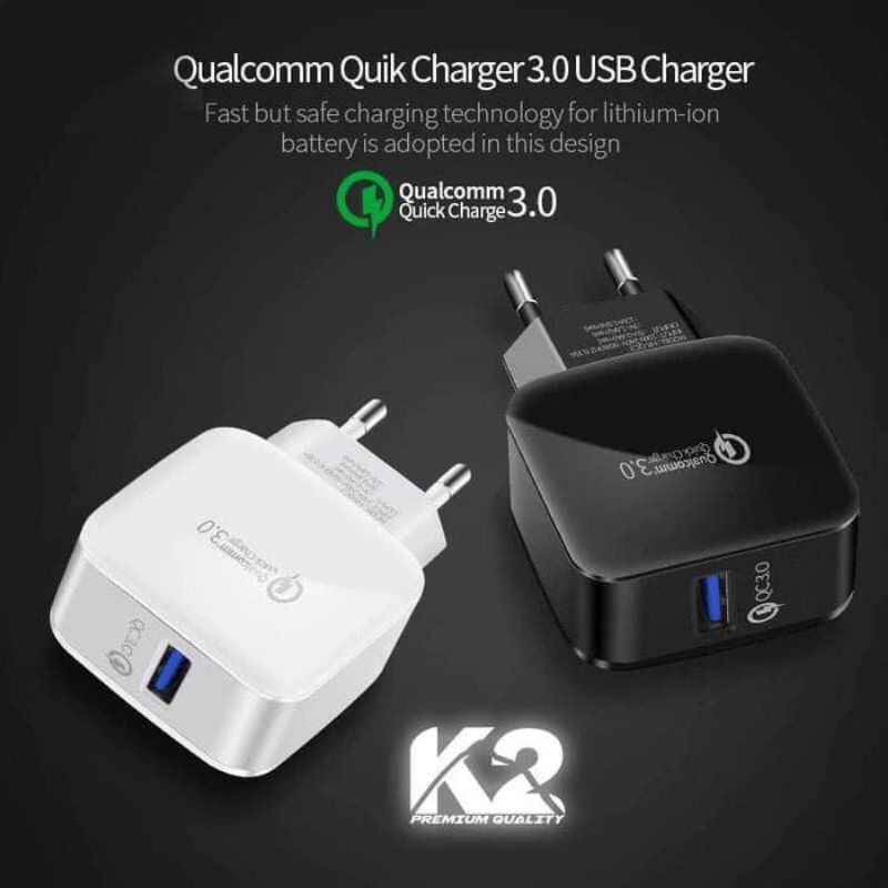 Adaptor Charger K2 Qualcomm 3.0 Quick charge