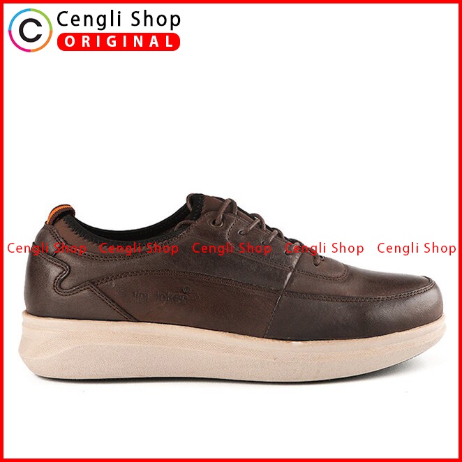 SEPATU SNEAKER KULIT JIM JOKER PRIA ORIGINAL CASUAL COKLAT TUA JJ38