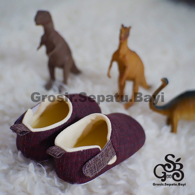 sepatu bayi baby shoes prewalker laki laki umur 2 sampai 14 bulan model velcro PREMIUM warna maroon