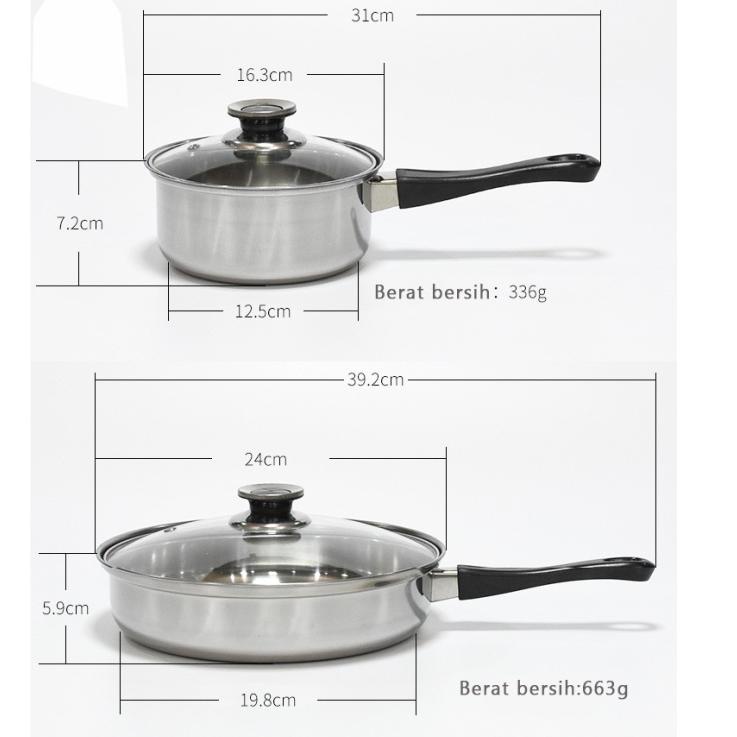 Sekarang Ada Panci Set new Stainless Steel 12 Pcs Panci Set Tutup Kaca Panci Set 12 Cookware - Rainbow