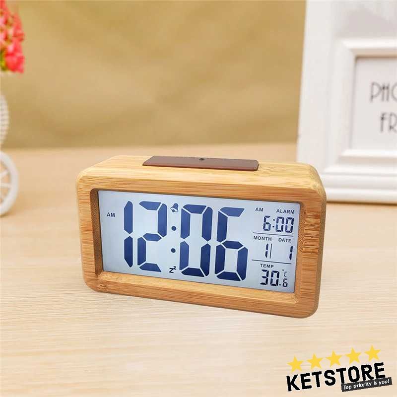 Jual Jam Digital LED Wooden Alarm Clock Temperature Model Kayu ...