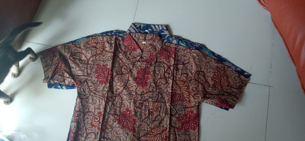 Bswart Batik Hrb026 Kenongo Hem Batik Daun Serit Coklat Kemeja Batik Pria