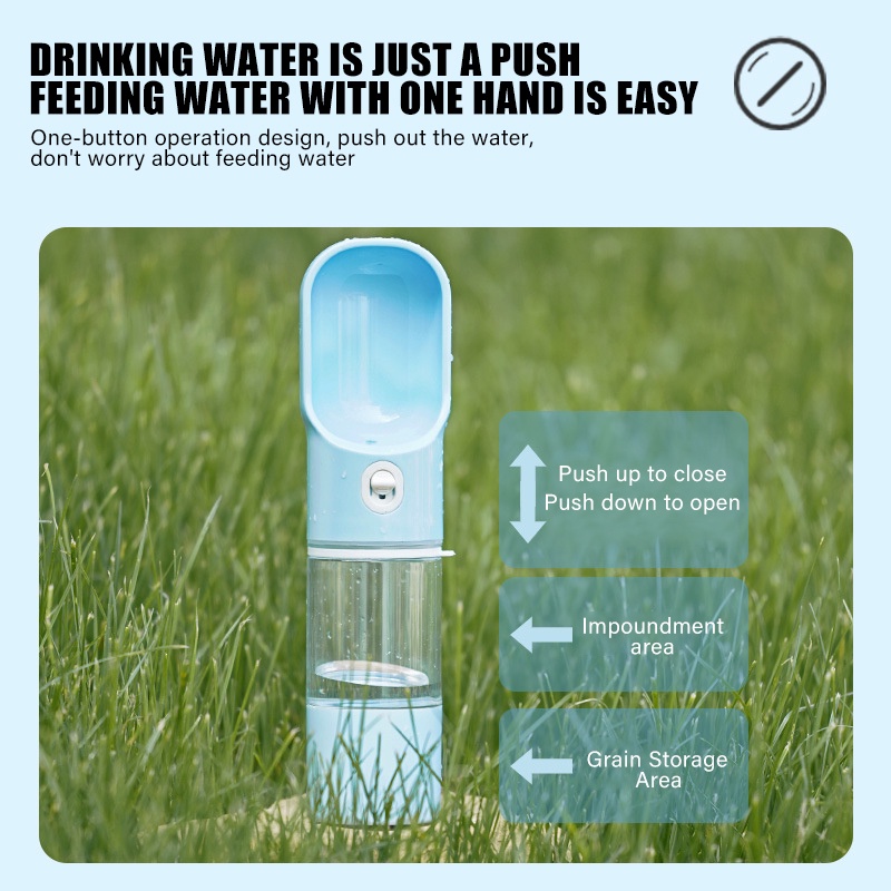 【Yayapet】250ml+200ml 2 in 1 Pet Travel Water Bottle Botol Minum Anjing Dan Kucing Portable Untuk Travel