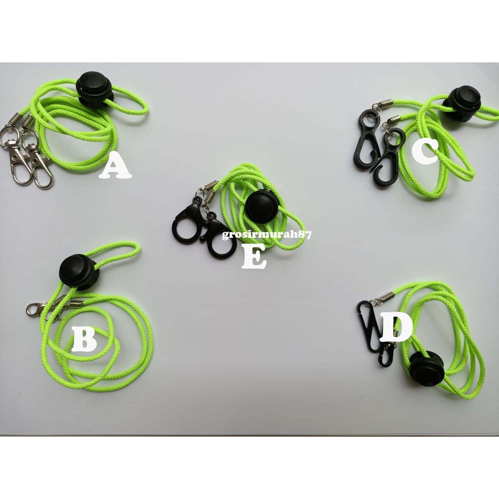 Tali masker dewasa lanyard kalung masker non elastis warna hijau stabilo ready stok cantolan kokot cantolan besi atau plastik