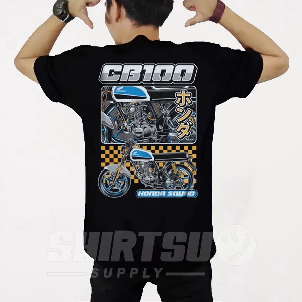 Baju Kaos Oblong Pria Distro Gambar Belakang Sablon Digital Motor Honda Gank Cb 100 Herex Classic Re