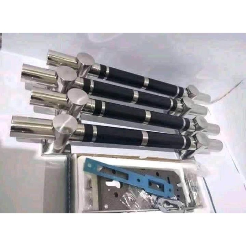 4 pcs handle pintu tarikan pintu + 1 set bodi kunci 60cm 80cm gagang pintu rumah stainless