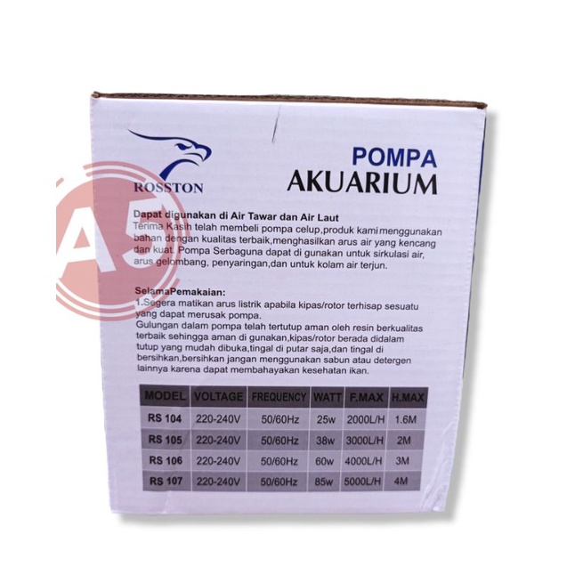 PROMO MURAH POMPA KOLAM HIDROPONIK ROSSTON RS 107