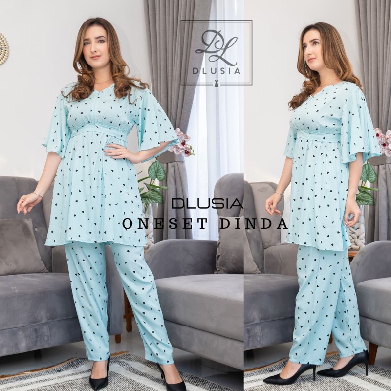 Daster Arab Setelan DLUSIA DINDA One Set Rayon lengan Lonceng Kekinian