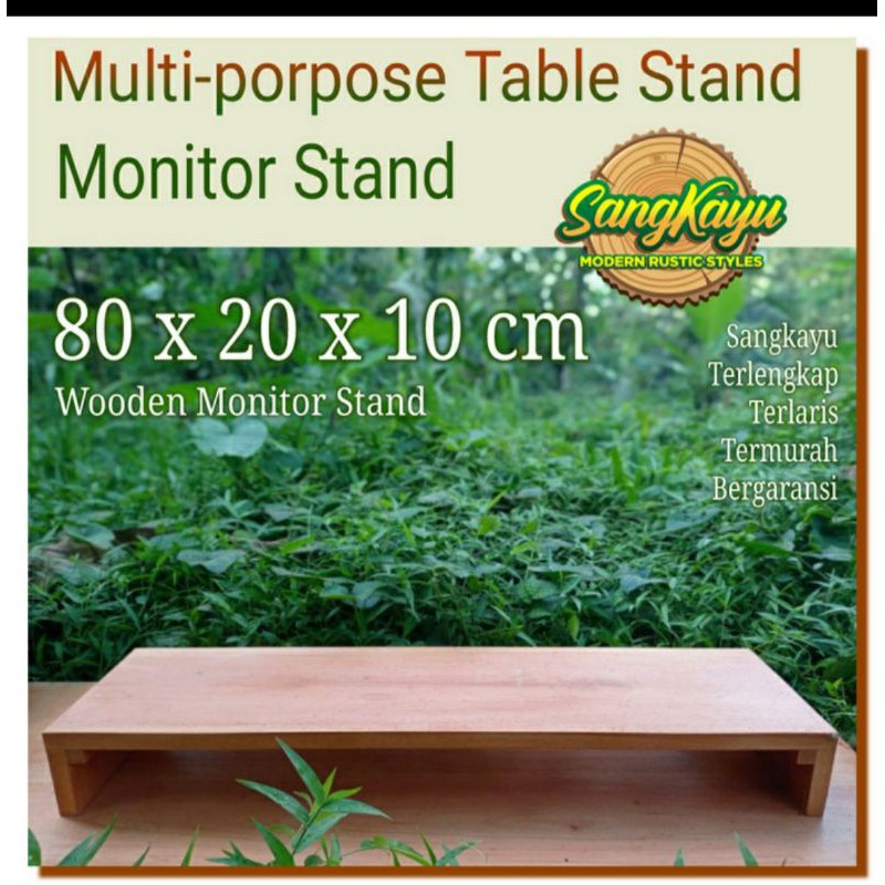 meja monitor kayu stand monitor komputer 80x20x10 monitor table stand