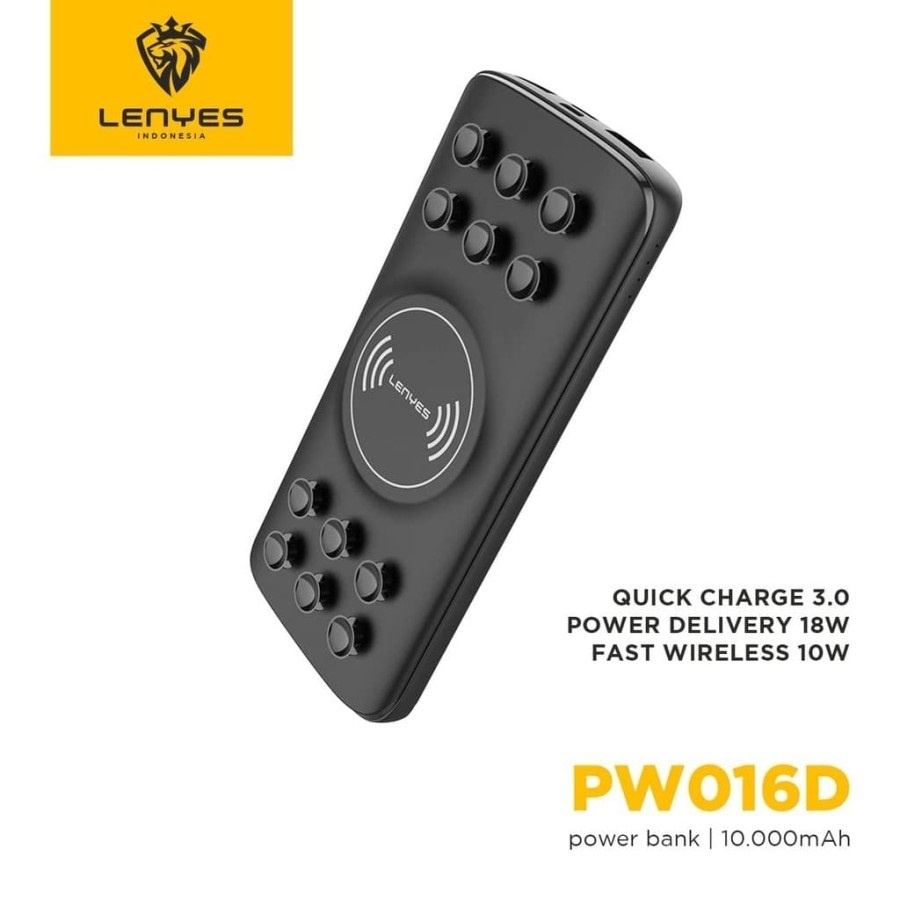 LENYES PW016D WIRELESS POWERBANK 10.000mAh FAST CHARGING QC 3.0 + PD