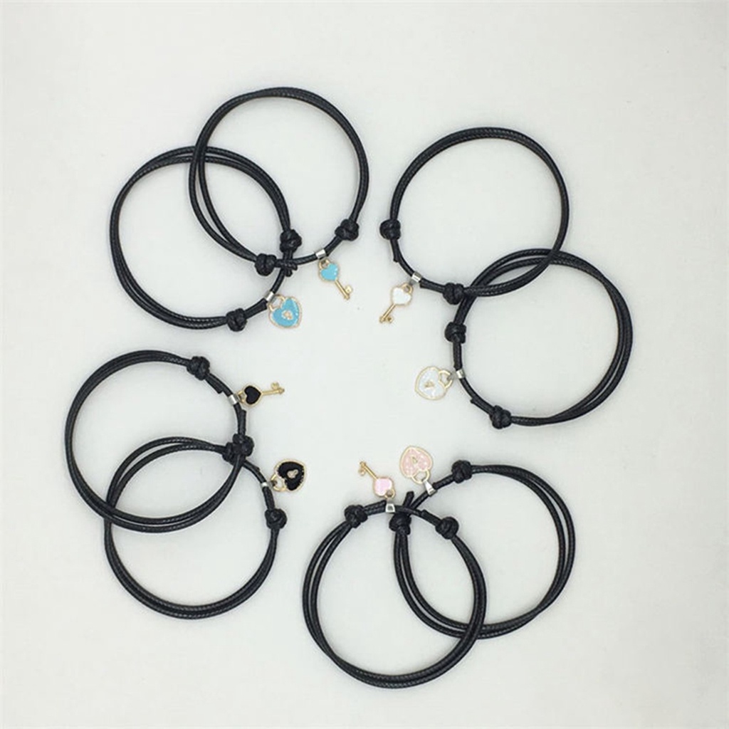 Hu Hu Hu Hu Hu Alat Bantu Pasang Kacamata♡ 1 Pasang Gelang Rantai Adjustable Bahan Resin Aksen Kunci Hati Untuk Pasangan