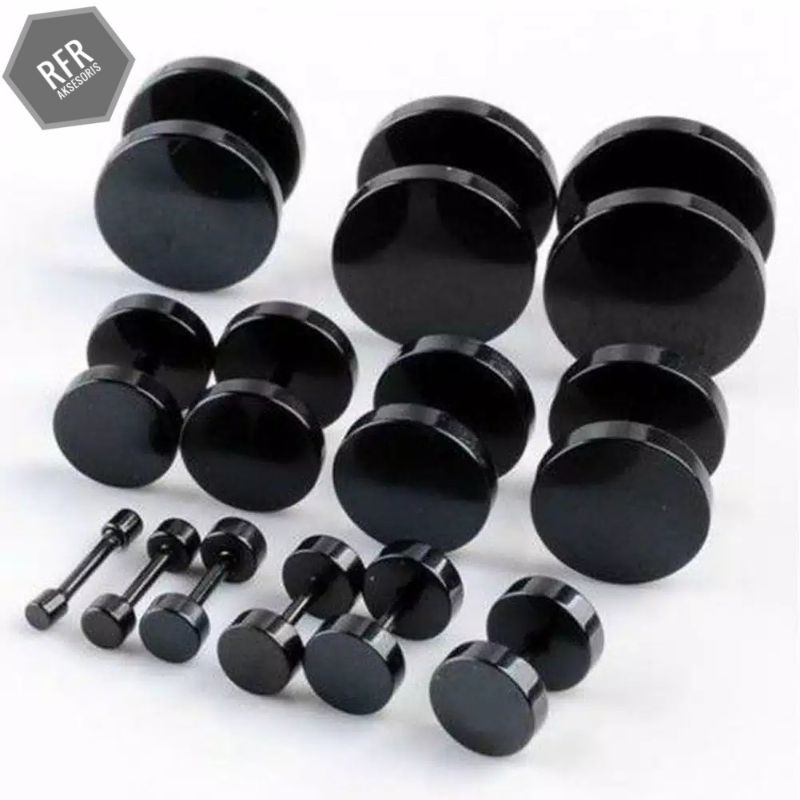 Anting Tindik Titanium Pria Dan Wanita / Anting Tusuk Roda Hitam Korea Stainless Style