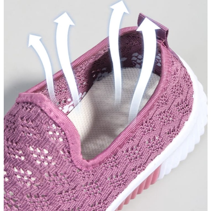 TOPGROSIR LV0117 Sepatu Slip On Wanita Import Sepatu Fashion Wanita Korea Motif Jaring