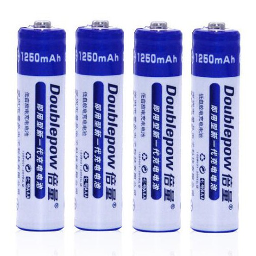 DOUBLEPOW Batu Baterai Alkaline Rechargeable AAA 1250mAh x 4 Pcs