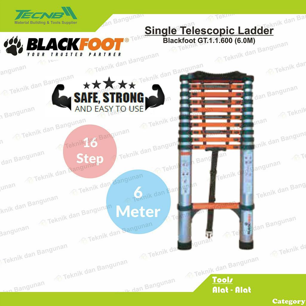 Tangga Lipat Aluminium Teleskopik Single 6 Meter Blackfoot