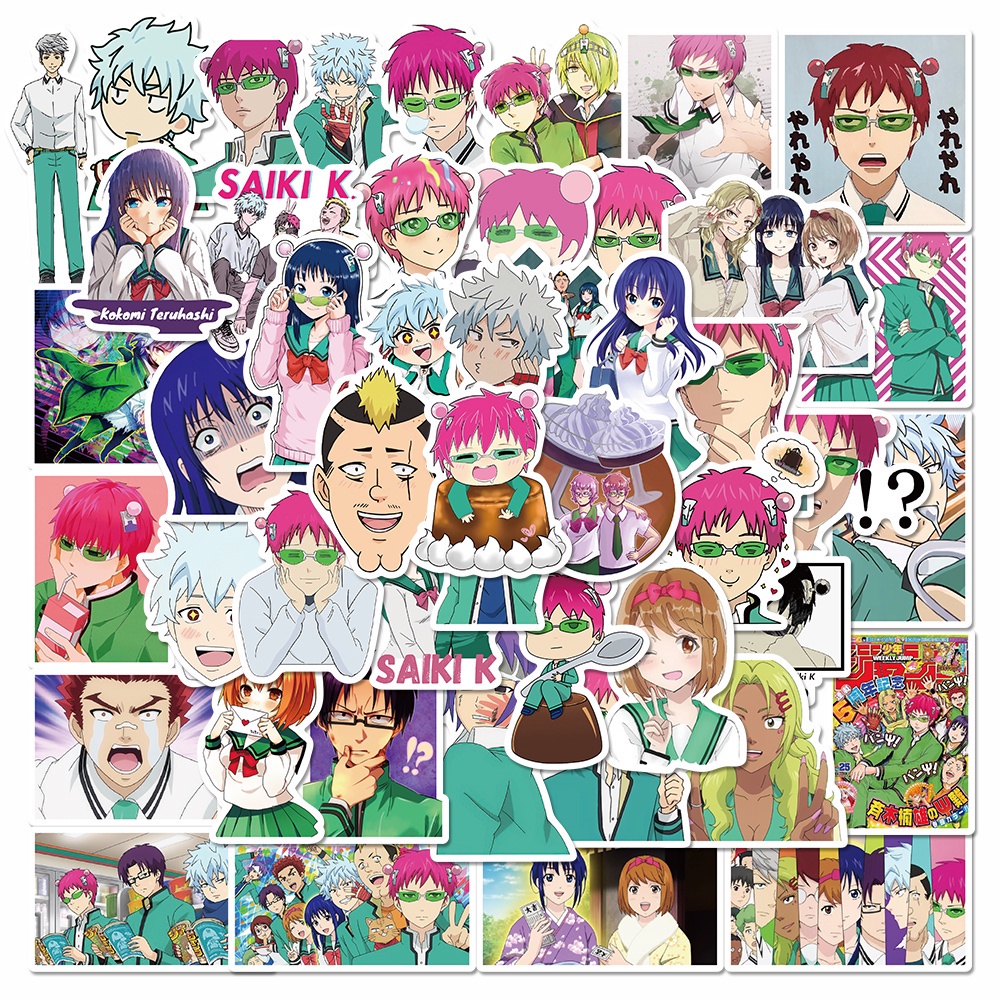 50pcs Stiker Kartun Anime Jepang Saiki K Anti Air Untuk Laptop