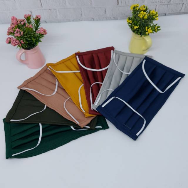  MASKER  KAIN  TALI KARET  MASKER  2 PLY HIJAB RANDOM 