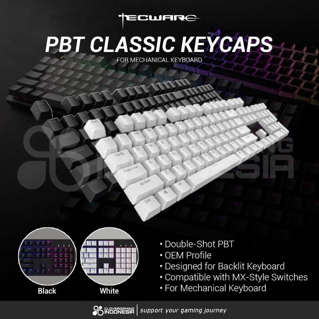 Tecware PBT Classic Double-Shot Moulded Backlit LED Keycaps Set