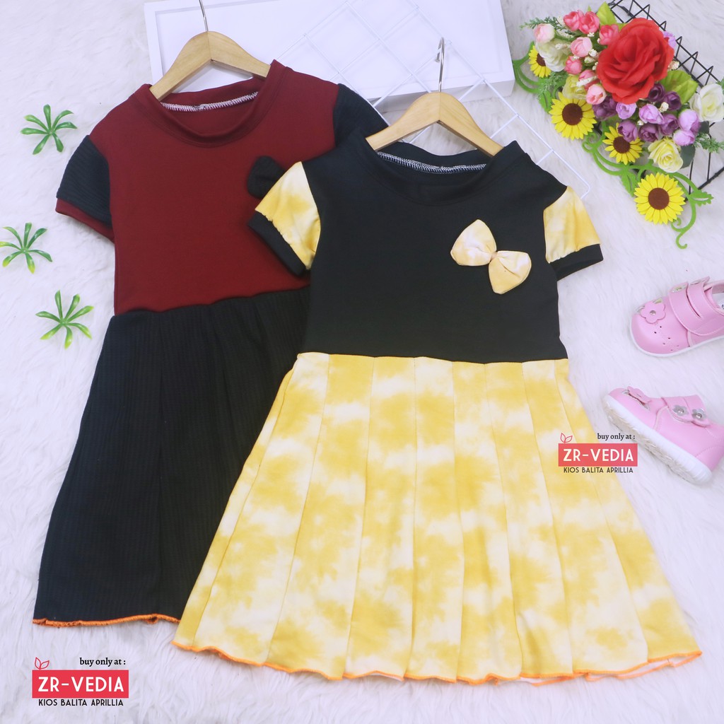 Dress Karin Uk 4-5 Tahun / Baju Anak Perempuan Dres Lengan Murah Gaun Pesta Import Motif Lucu