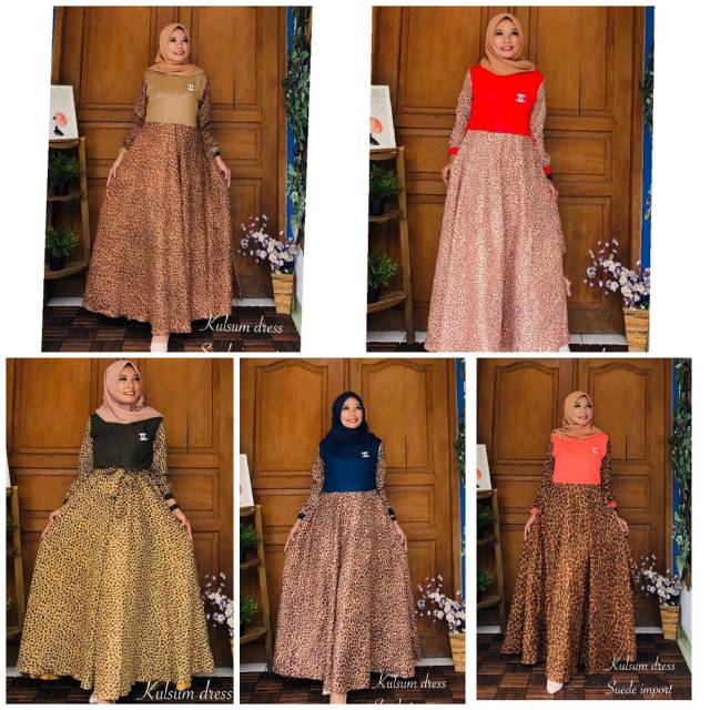 Ready Maxi dress bahan Suede import