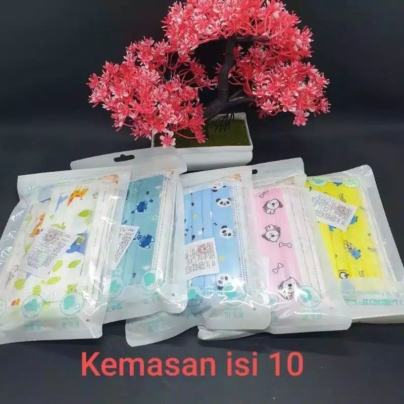 MASKER ANAK KARAKTER MASKER 3 PLY CAREION KARAKTER/POLOS ANAK MASKER Anak Disposable Mask isi 10pc