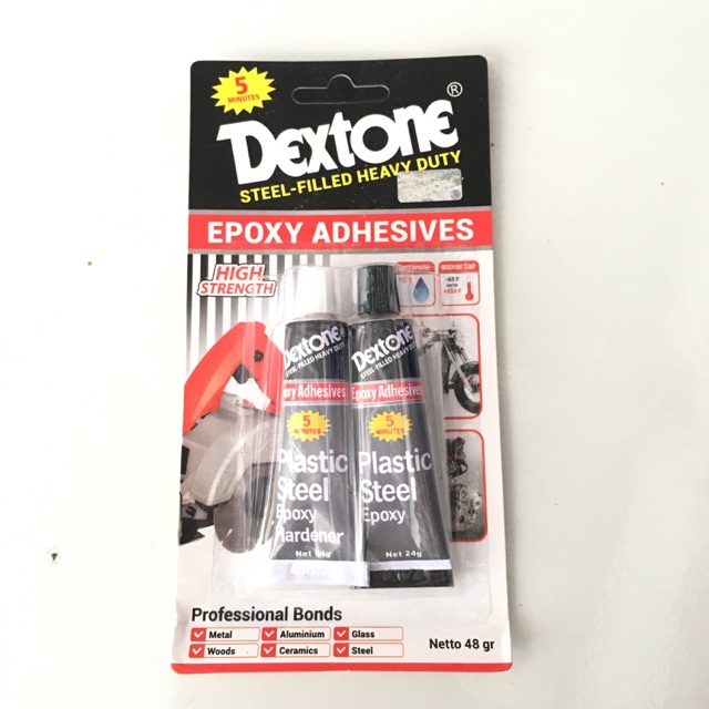 

Lem campur epoxy dextone hitam putih 48g