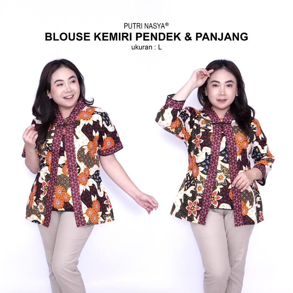 Atasan Batik Blouse Big Size Wanita Lengkap L-XL-2L-3L-4L-5L-6L-7L Model Blus Jumbo Seragam Batik / Atasan Batik Big Size Formal / Pakaian Batik Kekinian Model Terbaru Masa Kini / Blus Batik Kerja Kantor Bahan Katun Formal Super Big LD 140