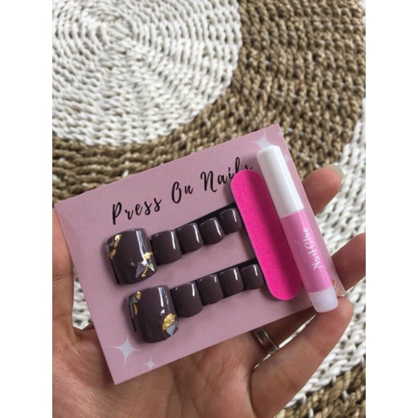 fake nails kaki / kuku palsu kaki