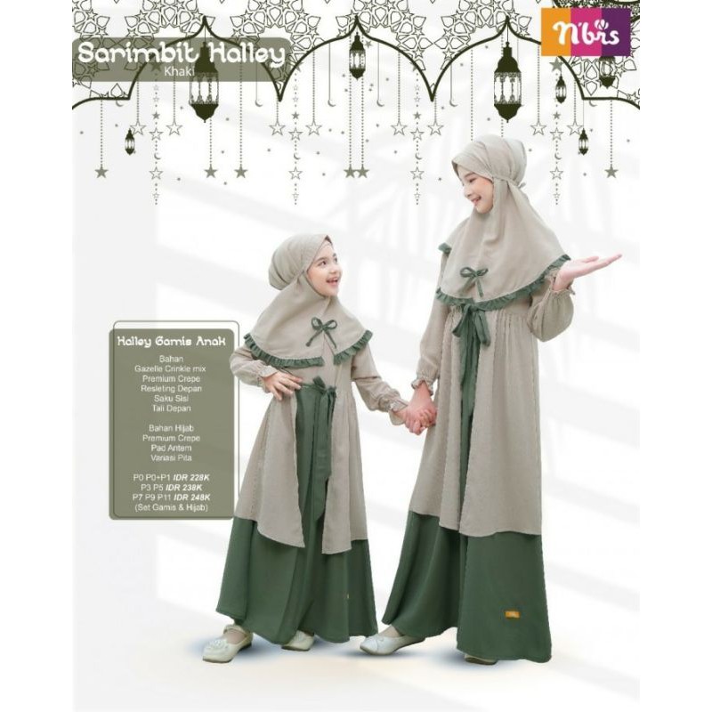GAMIS ANAK NIBRAS HALLEY KHAKI & LILAC