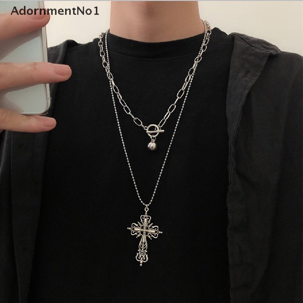 (AdornmentNo1) Kalung Rantai Dengan Liontin Salib Gaya Gothic Rock Punk Untuk Wanita