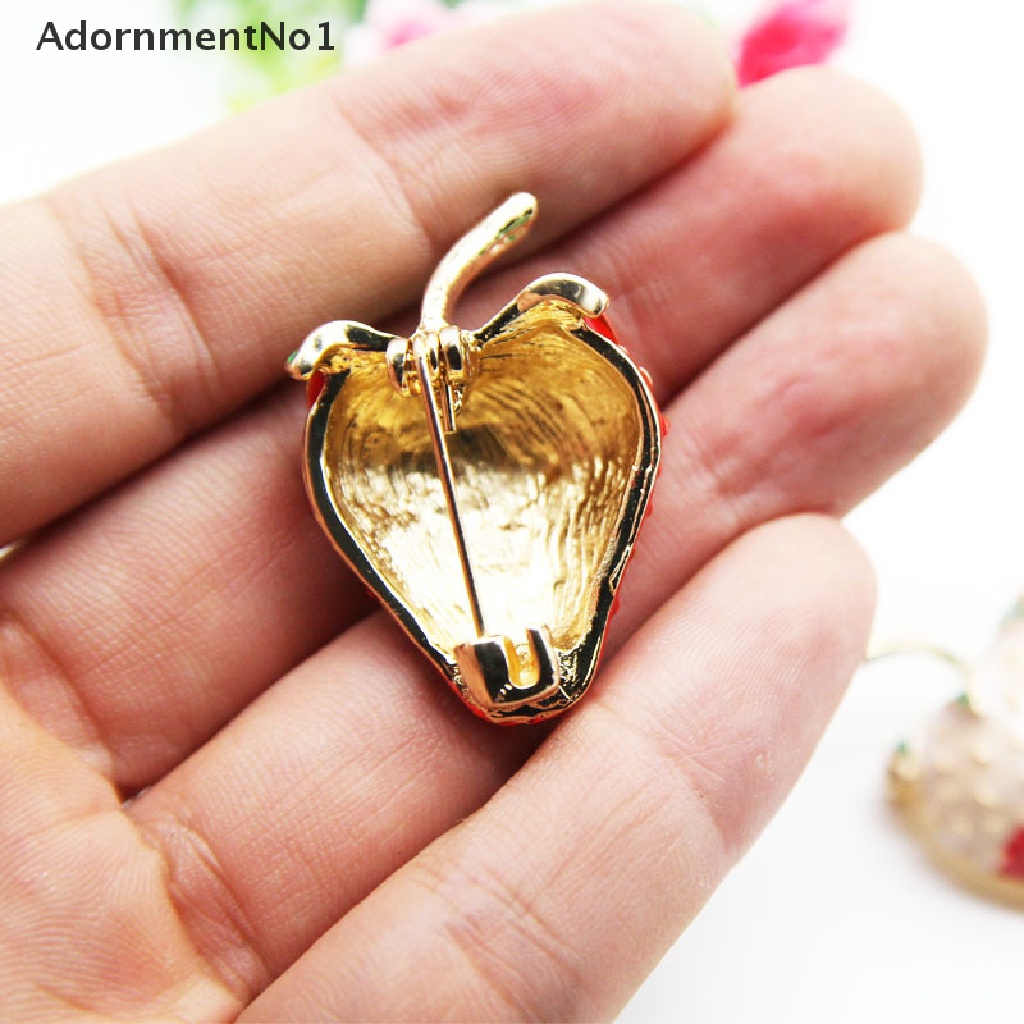 (AdornmentNo1) Bros Pin Enamel Bentuk Strawberry Merah Untuk Wanita