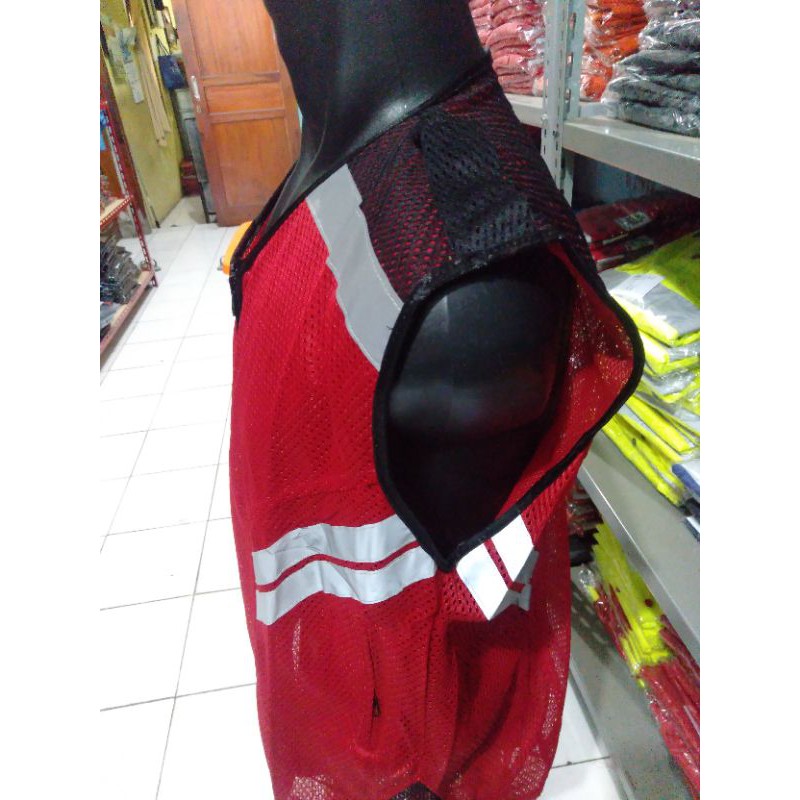 ROMPI SAFETY JARING MERAH HITAM BERLOGO SAYA PILIH SELAMAT