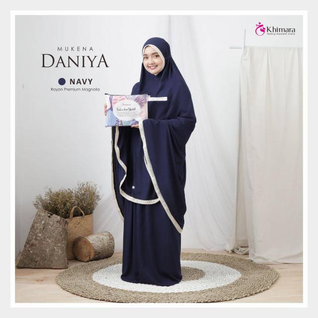 Daniya navy. Mukena superjumbo adem by khimara