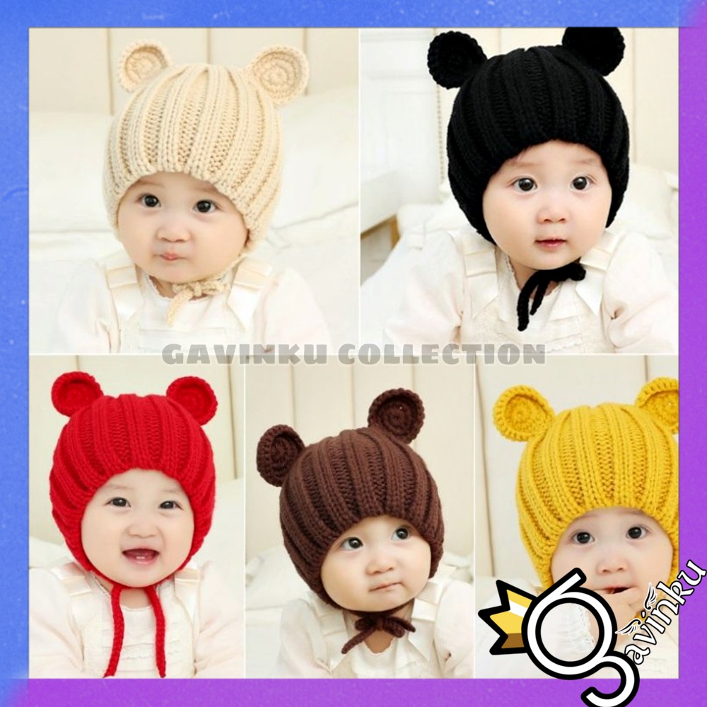 Topi Kupluk Bayi Laki Laki Perempuan Baru Lahir Bonnet Mouse Newborn Rajut Lucu Rambut Kepang Murah Umur 0 1 2 3 4 5 6 7 8 9 10 11 12 Bulan 1 Tahun Thn Murah Ears Cap