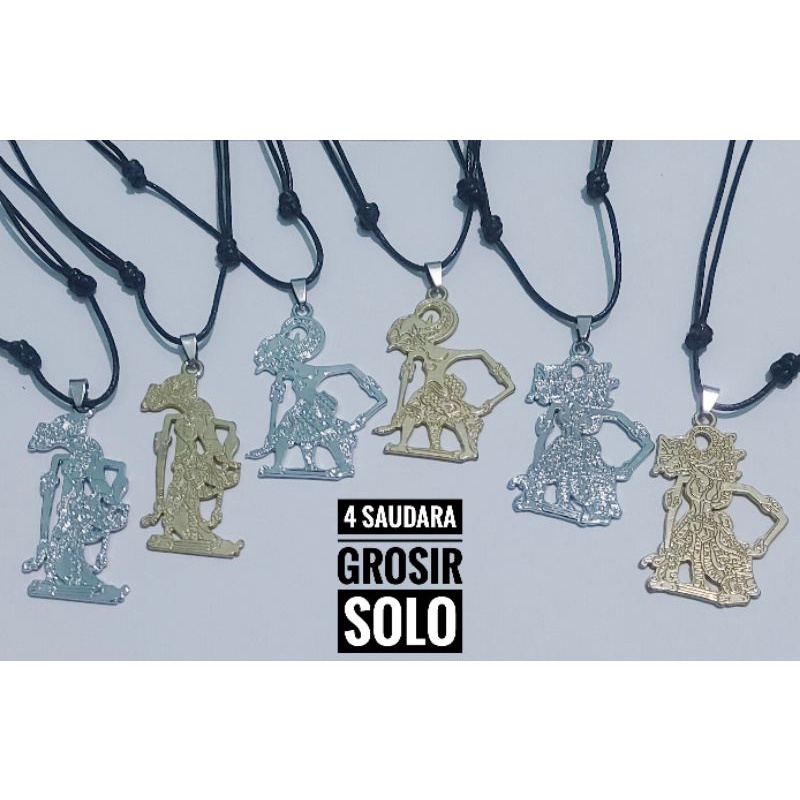 4s Grosir Solo || Kalung Wayang || Kalung Bandul Wayang || Kalung Tali Korean Liontin Wayang Variasi Warna Silver&amp;Gold Bergaya Etnik dan Kasual