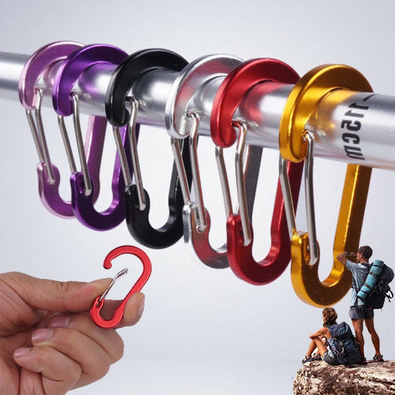 1pc Klip Carabiner Multifungsi Bahan Aluminum Stainless Steel Untuk Camping / Outdoor