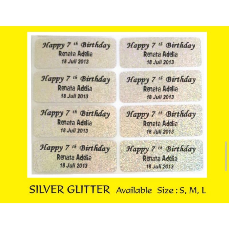 

Label Nama Import Waterproof "SILVER GLITTER" Uk.S. M. L