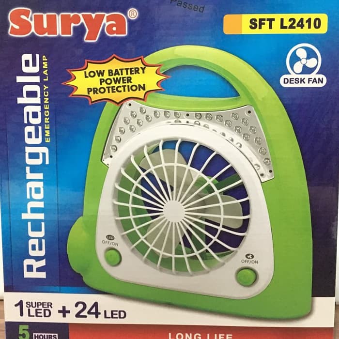 Kipas Emergency Cas Rechargeable Senter Surya SFT L2410 Kencang Terang