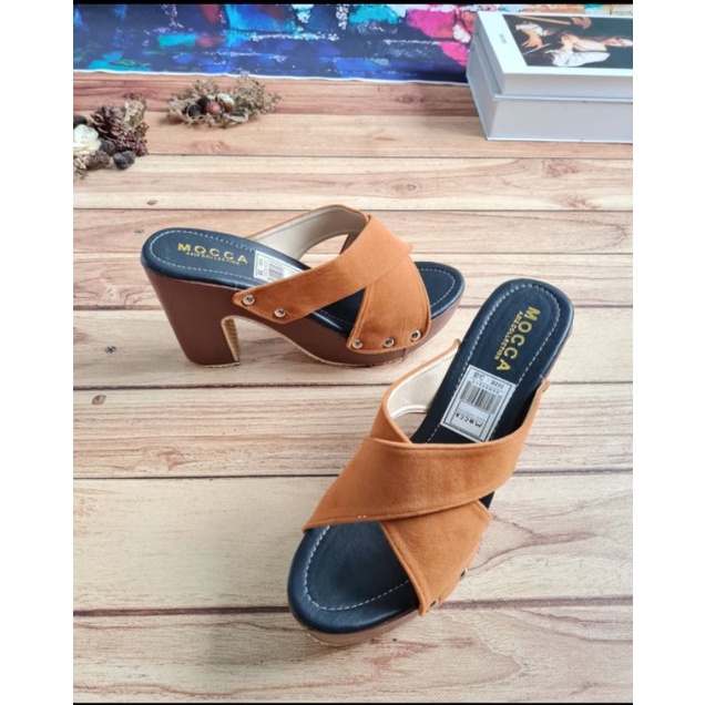 ABBUSHOES  JH  100 Wedges hak wanita 9cm silang swede